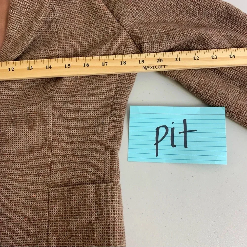 Vintage 60s 70s  Red Brown Textured Lightweight 2 Button Front Blazer Size 10 - Picture 6 of 12